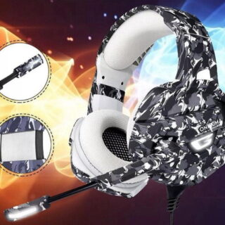 AUDIFONO ONIKUMA K5 LUZ LED - GRIS - NEGRO