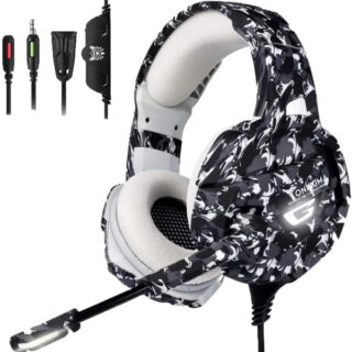 AUDIFONO ONIKUMA K5 LUZ LED - GRIS - NEGRO
