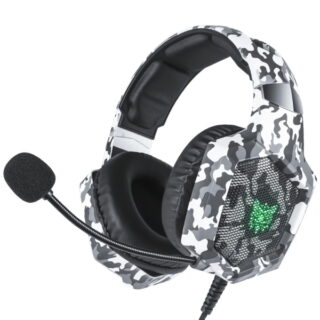 AUDIFONO ONIKUMA K8 CAMUFLAJE - BLANCO - VERDE LED