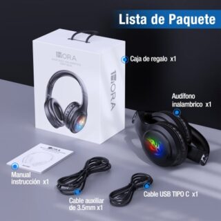 1Hora Audífonos Gamer Diadema Bluetooth AUT202
