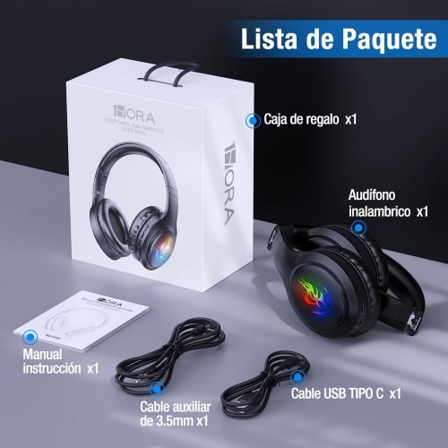 1Hora Audífonos Gamer Diadema Bluetooth AUT202 - Imagen 2